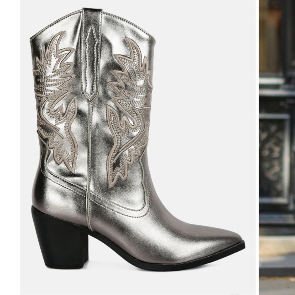 London Rag Silver Dixom Western Cowboy Boots Size 7 - Picture 3 of 13